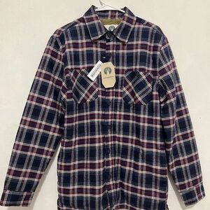 NWT Weatherproof Shirt Mens Size Small  Blue Plaid Long Sleeve Flannel Sherpa